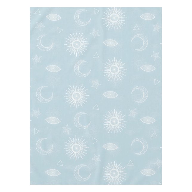 Toalha De Mesa Magical White Moon Sun Stars Blue pattern (Frente)