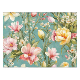 Toalha De Mesa Magnólia Amarela refinada com flores brancas