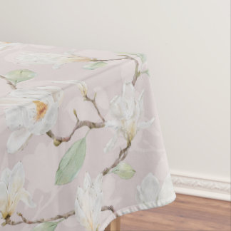 Toalha De Mesa Magolia Branca Pintada à Mão a Rosa