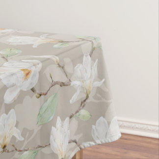 Toalha De Mesa Magolia Branca Pintada à Mão em bege