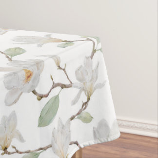 Toalha De Mesa Magolia Branca Pintada à Mão em Branco