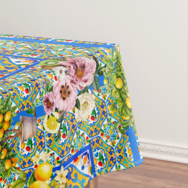 Toalha De Mesa Majolica, limão, azulejos sicilianos, (Posição Original)