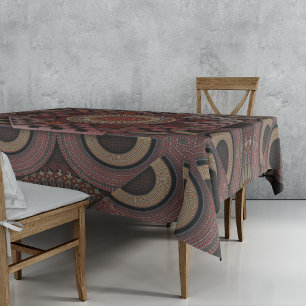 Toalha De Mesa Mandala de semicírculo étnico com moldura mais sol