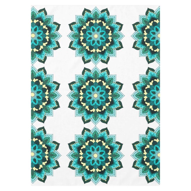 Toalha De Mesa Mandala Padrão 02 em aqua Tablecloth (Frente)
