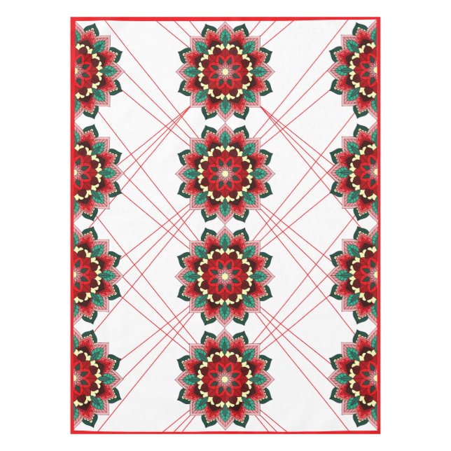 Toalha De Mesa Mandala Padrão 02 em Tablecloth vermelha (Frente)