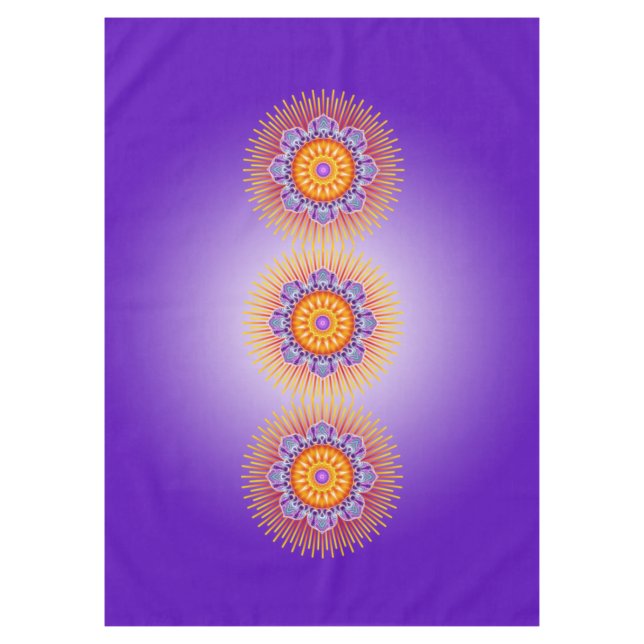 Toalha De Mesa Mandala Rays Yellow Violet + suas ideias (Frente)