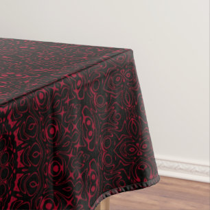 Toalha De Mesa Mandalá Vermelho Borgonha com Simetria Ornamental