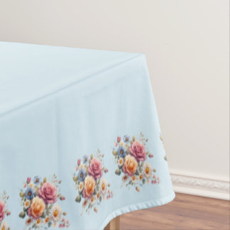Toalha De Mesa Mantel Azul Flores para Celebrar