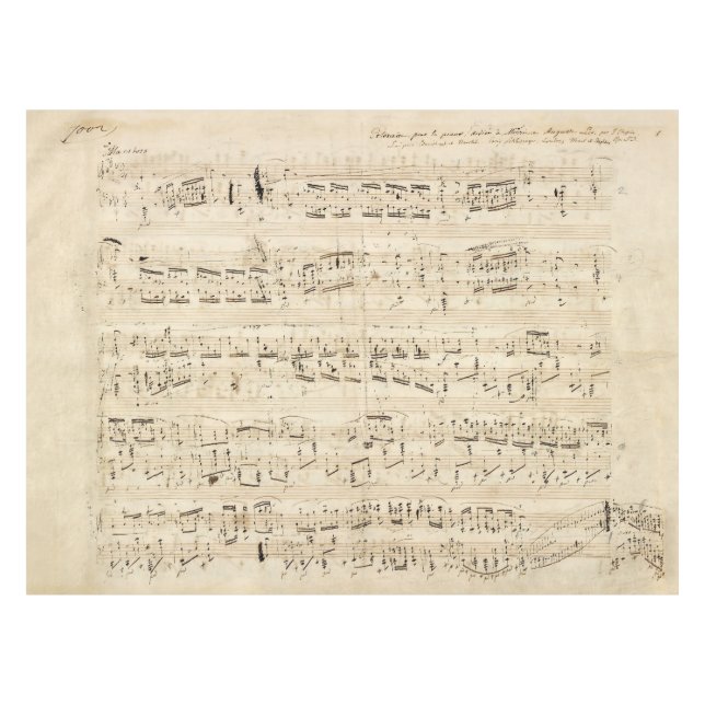 Toalha De Mesa Manuscrito de Choque Musical em Folha Antiga (Frente (Horizontal))