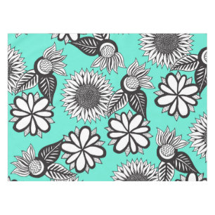 Toalha De Mesa Mão boémia branca preta flores tiradas na cercet