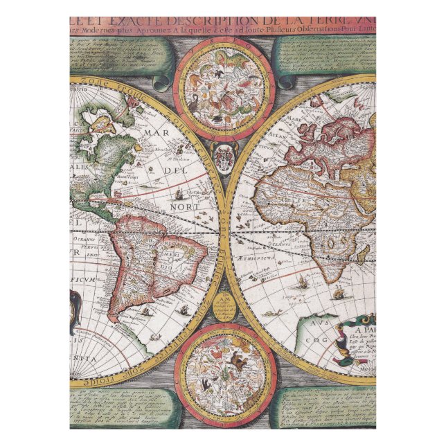 Toalha De Mesa Mapa antigo antigo inspirado (12) (Frente)
