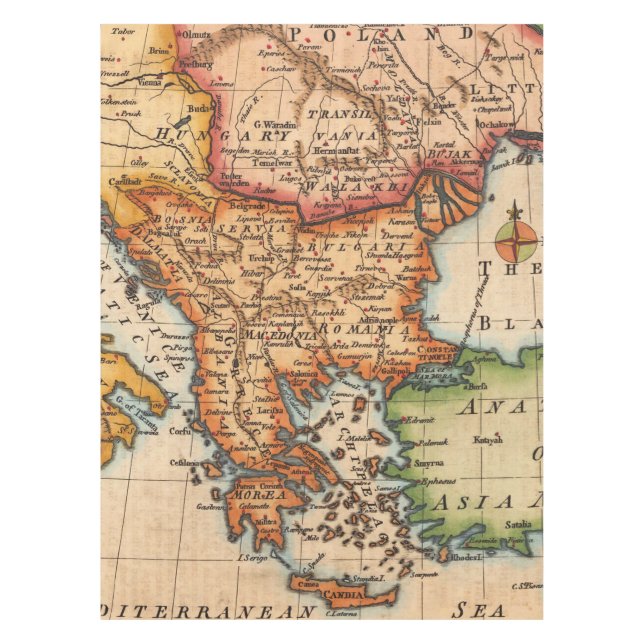Toalha De Mesa Mapa antigo antigo inspirado (2) (Frente)