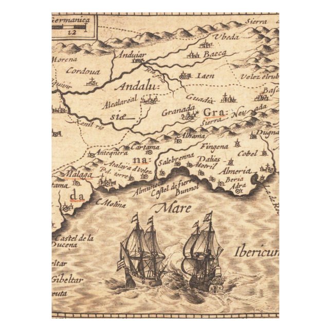 Toalha De Mesa Mapa antigo antigo inspirado (3) (Frente)