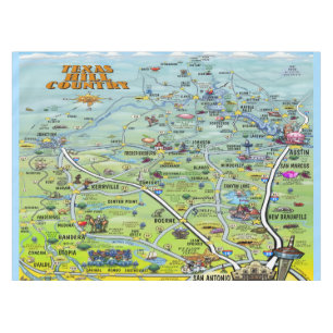 Toalha De Mesa Mapa de Cartoons do Texas Hill Country