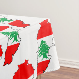 Toalha De Mesa Mapa do Líbano com Bandeira