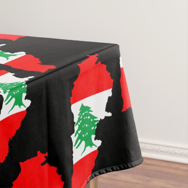 Toalha De Mesa Mapa do Líbano com Bandeira (Posição Original)