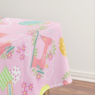 Toalha De Mesa Máquina de Costura Rosa Amor