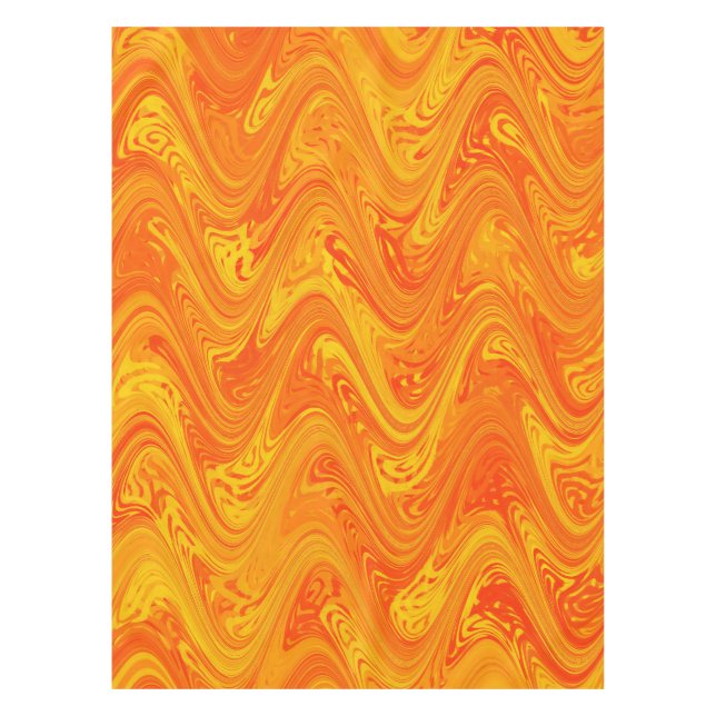 Toalha De Mesa Marbling Orange Yellow Red Pattern (Frente)