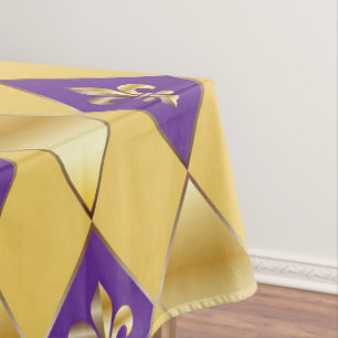 Toalha De Mesa Mardi Gras Carnaval Fleur de Lis Diamond Decore