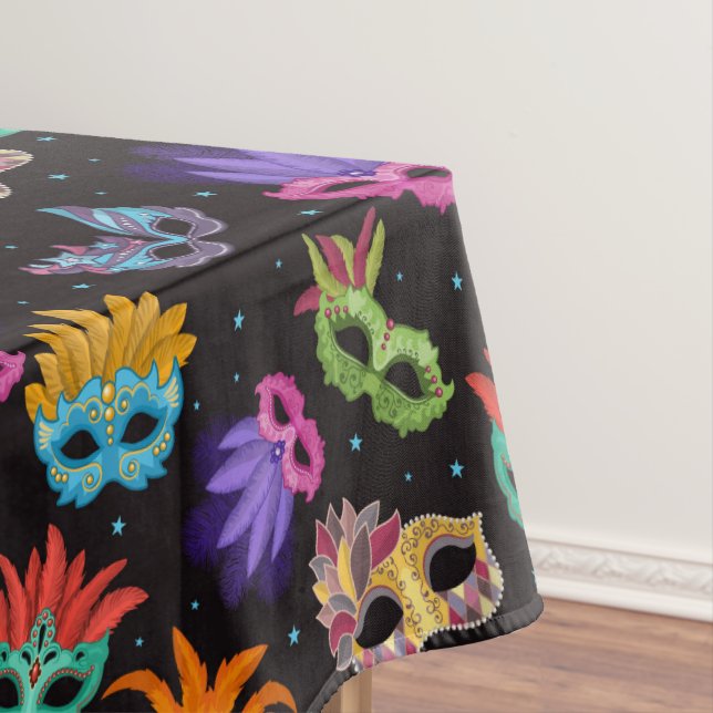 Toalha De Mesa Mardi Gras Feather Mask Purple Green Star (Posição Original)