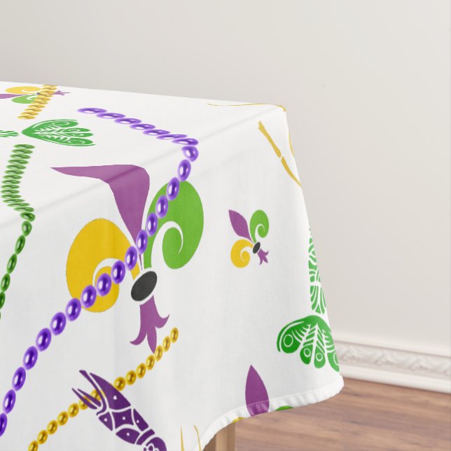 Toalha De Mesa Mardi Gras Miçangas de lagosta e Fleur De Lis (Posição Original)