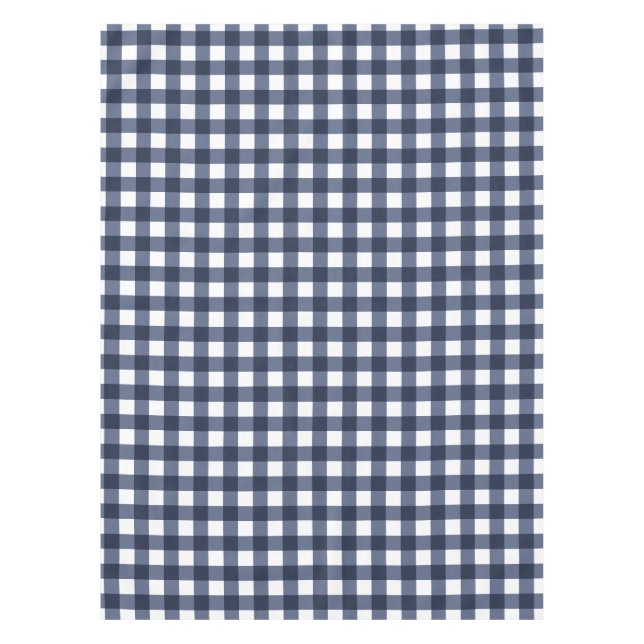 Toalha De Mesa Marinho Azul Grande Gingham Clássico Xadrez (Frente)