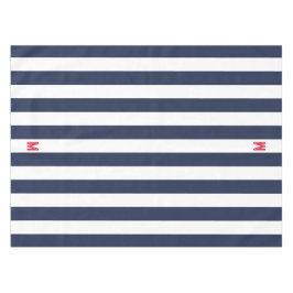 Toalha De Mesa Marinho Cabana Stripe e Monograma Vermelho Persona