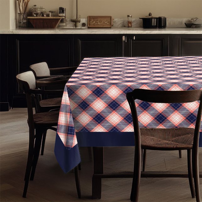 Toalha De Mesa Marinho Coral Contemporâneo Tablecloth Sonolência  (Contemporary Coral Navy Tablecloth Sleek and Bold)