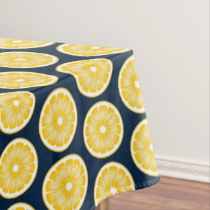Toalha De Mesa Marinho de fatia de limão moderno azul e amarelo