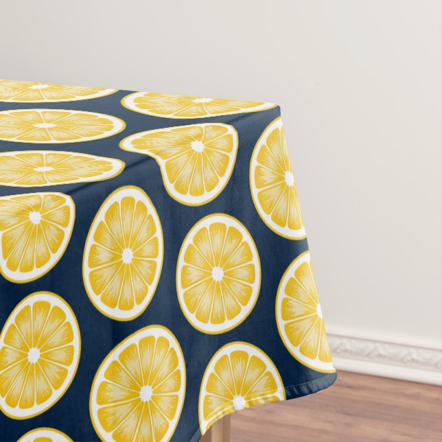 Toalha De Mesa Marinho de fatia de limão moderno azul e amarelo (Posição Original)