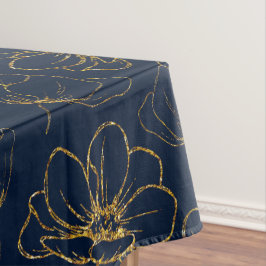 Toalha De Mesa Marinho Elegante e Dourada cobertura de Mesa Flora