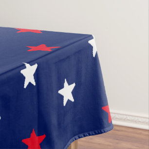 Toalha De Mesa Marinho vermelho patriótico estrelas azuis