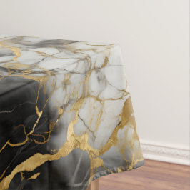 Toalha De Mesa Mármore branco, Dourado e negro de luxo elegante