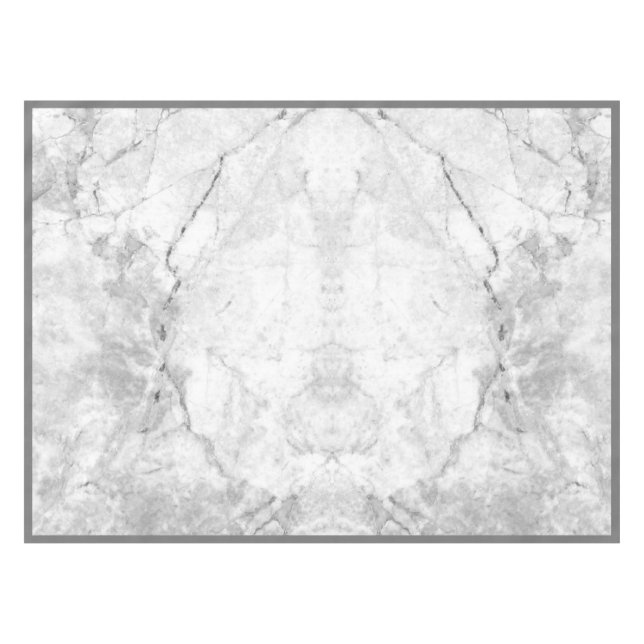 Toalha De Mesa Mármore Branco e Cinza Simples | Pequeno (Frente (Horizontal))