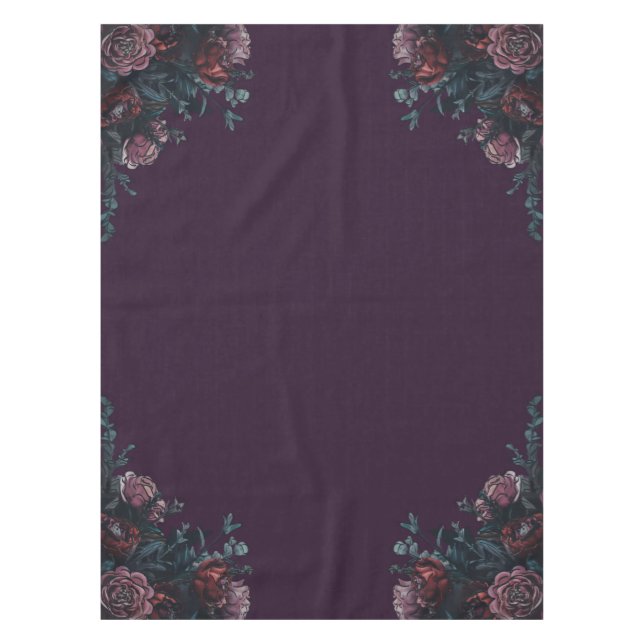 Toalha De Mesa Maroon Mauve, Casamento Elegante Floral Roxo Escur (Frente)
