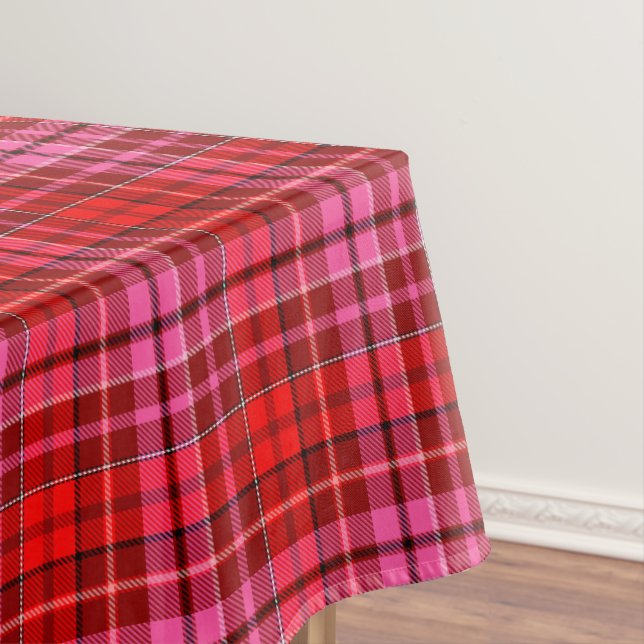 Toalha De Mesa Maroon Red Pink Plaid Tartan Design  (Posição Original)
