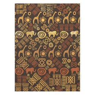 Toalha De Mesa Marrons africanos étnicos do teste padrão e ouro