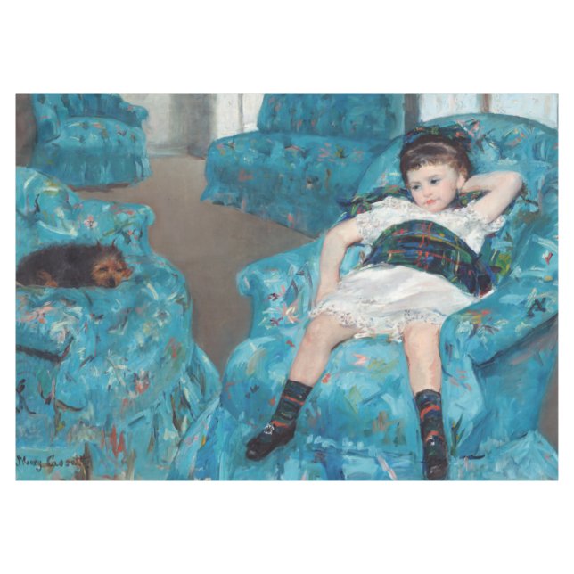 Toalha De Mesa Mary Cassatt - Menina em uma Cadeira Azul (Frente (Horizontal))