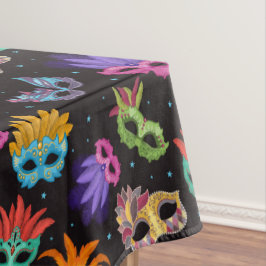 Toalha De Mesa Máscara de Pena de Mardi Gras Roxo Verde Azul Estr