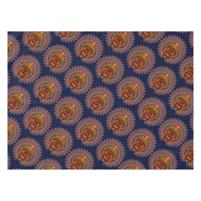 Toalha De Mesa Máscara Ritual do Rei Guerreiro Tribal (Frente (Horizontal))