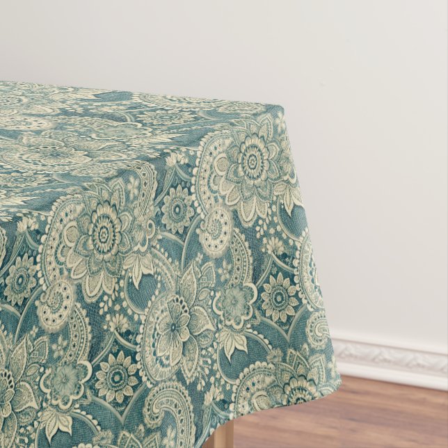 Toalha De Mesa Medalhão de Renda Esmeralda (Posição Original)