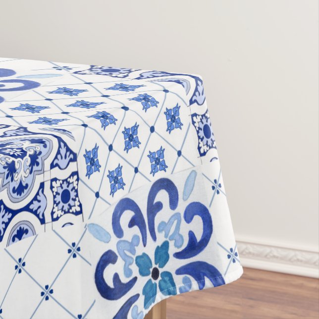 Toalha De Mesa Mediterrâneo,estilo Amalfi,quadrados simples       (Posição Original)