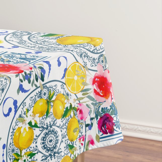 Toalha De Mesa Mediterrâneo,estilo italiano,citrinos,limões,majol (Posição Original)