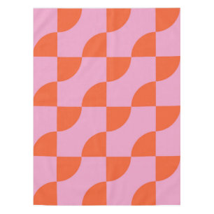 Toalha De Mesa Meio Século Abstrato Laranja Semi Círculos em Rosa