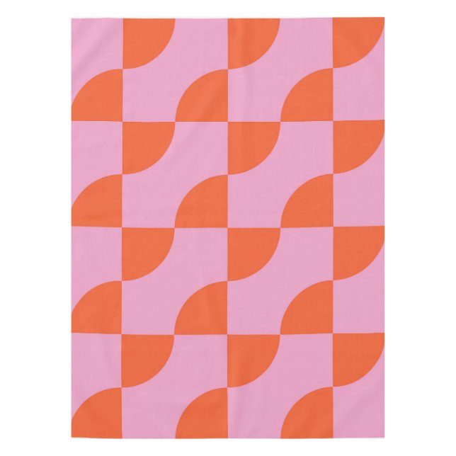 Toalha De Mesa Meio Século Abstrato Laranja Semi Círculos em Rosa (Frente)