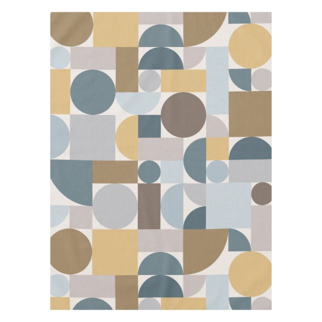 Toalha De Mesa Meio século Azul Geométrico Dourado (Frente)