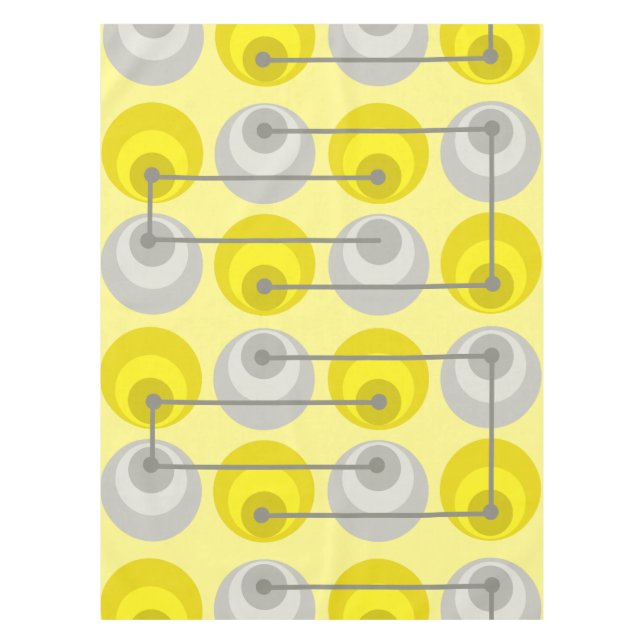 Toalha De Mesa Meio século Círculos Cinza Amarelo (Frente)