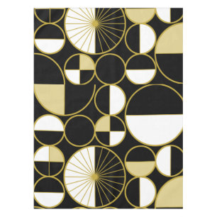 Toalha De Mesa Meio século Círculos Modernos Metade preto Dourado