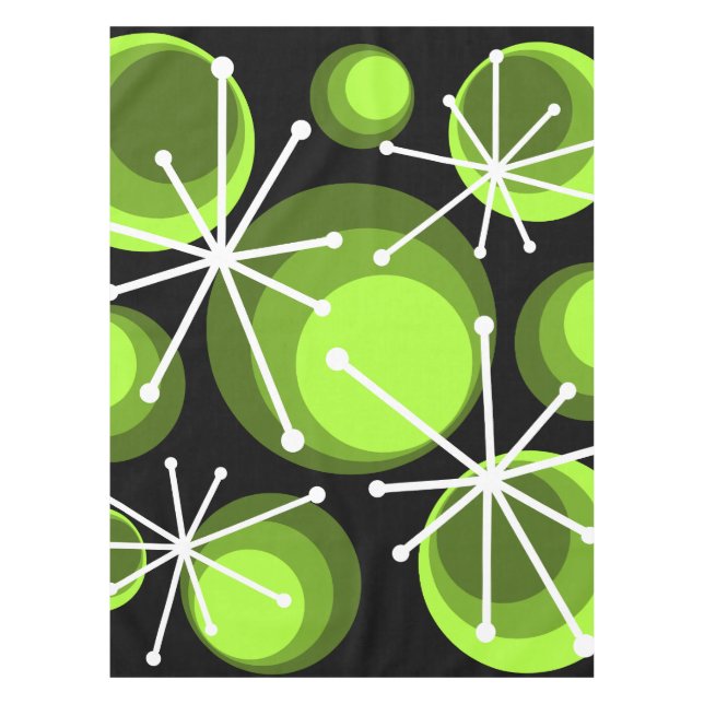 Toalha De Mesa Meio século Círculos Starbursts Chartreuse (Frente)