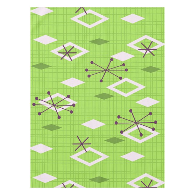 Toalha De Mesa Meio século Diamantes Starbursts Chartreuse (Frente)